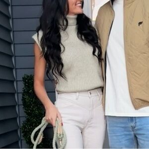 Zara Olive Ribbed Turtleneck Sweater